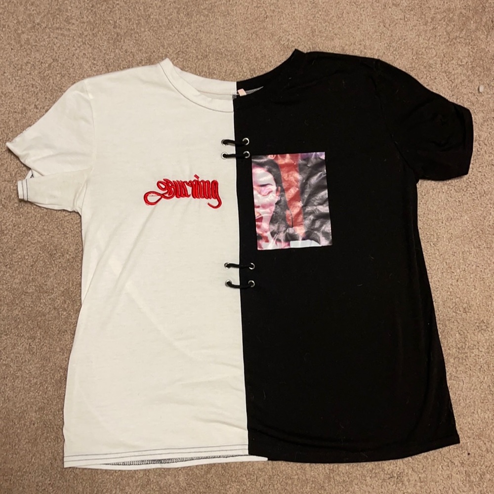 SHEIN half and half shirt, size small